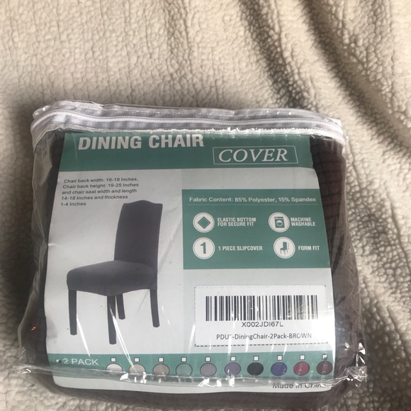 2pk Dining Chair 1 pcs Slip Covers, Brown/Chocolate - Picture 6 of 6